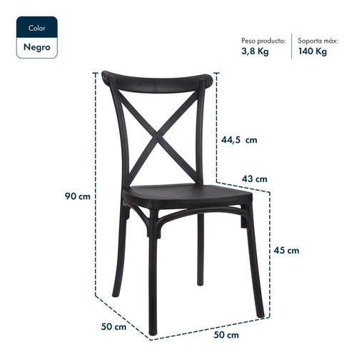 Silla De Comedor Plastica Katrina Interior X4 Gardenlife