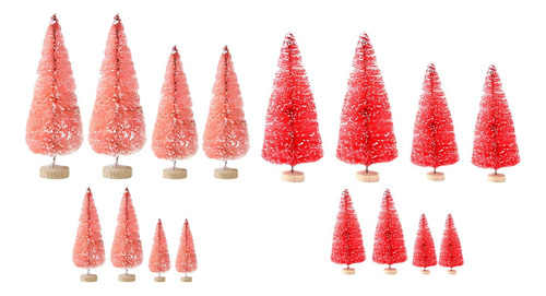 16x Mini Árbol De Navidad Artificial Con Bases De Madera 4
