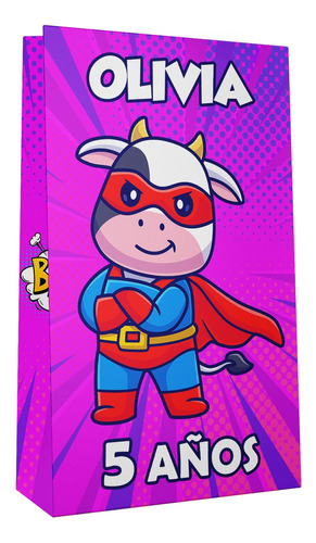 Bolsitas Golosineras Personalizadas Vaca Superheroe X10