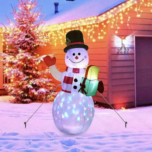 Muñeco Inflable De Nieve Navideños Con Luces Led Decoración Blanco