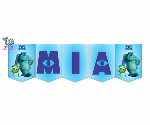 Banderín Monster Inc Cartel Con Nombre Banderines 