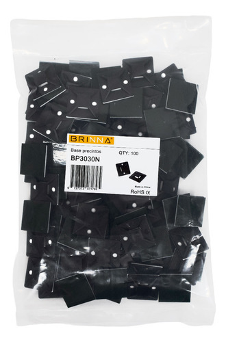 Base Para Precintos Adhesiva 30x30cm Brinna Negro X100