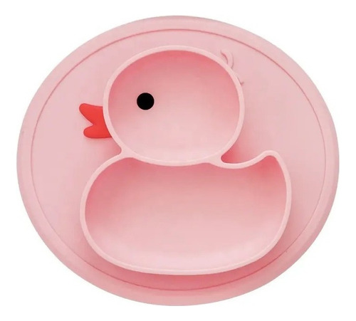 Plato Silicona Antideslizante Para Bebé Hydg-1 Color Rosado Pato