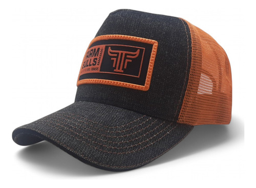 Gorra Farm Bulls Trucker Escudo Aplique Naranja Y Azul Único