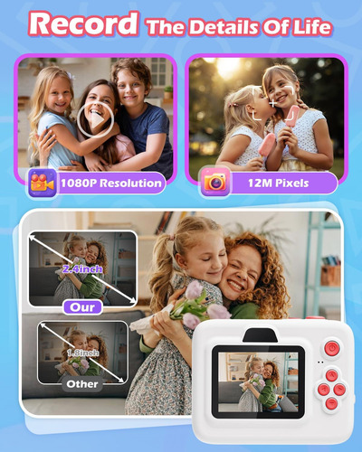 Cámara Digital Infantil Con Impresora, Para Niños De 3-12 Añ