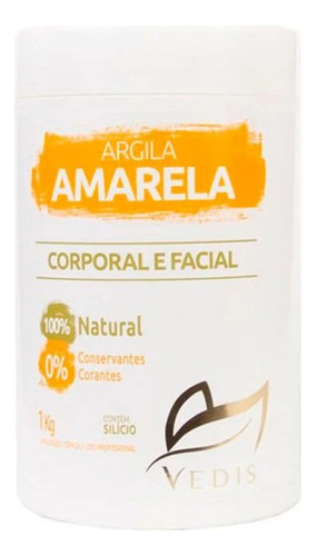 Argila Vedis Argila Amarela  - Pote 1kg  Para Pele Normal De 1000g