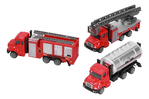 Camión De Bomberos Pull Back Car, Modelo De Aleación Simulad