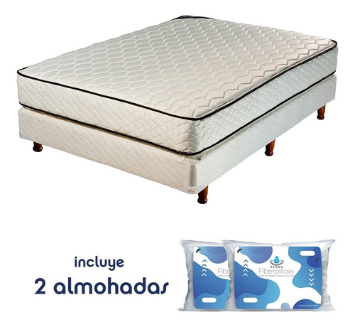 Combo Colchón Sommier Y Almohadas Piero Spring 190x140 Envío