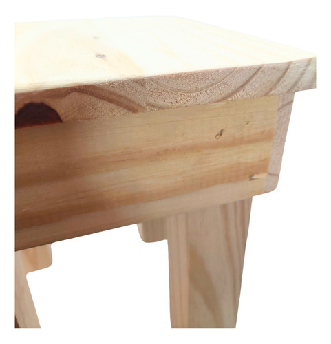 Banco Pequeño 27cm Taburete Silla Madera Pino Natural Lijado Y Lustrado Beige