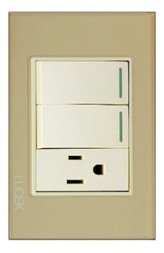 3 Pz Placa Cristal Con 2 Apagador Sencillo Y Contacto Bp19 Color Cristal Anonizado Dorado