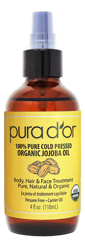 Aceite De Jojoba Dorado Orgánico Pura D'or (4oz/4 Onzas/11.