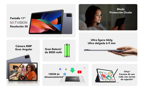 Tablet Tcl Wifi, Tab 11 , 4 Ram, 128 Gb, Incluye Case Y Pen