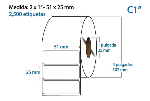 Imagen 9 de 10 de Etiqueta Térmica Amarilla 2x1 (51x25 Mm) C/1000 Pzs C1 Full