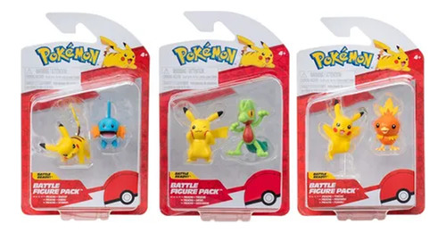 Pokemon 3355 Battle Figure X2 Pikachu Y Torchic Jazwares