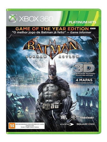Jogo Batman Arkham Asylum - Xbox 360 - Mídia Física (Usado)