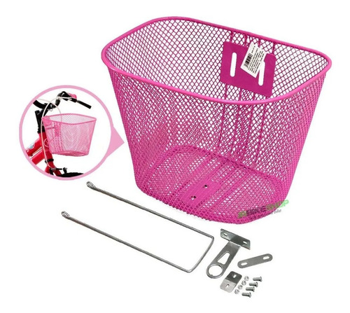 Cesta Cestinha Para Bicicleta Aramada Rosa Aro 20 Infantil