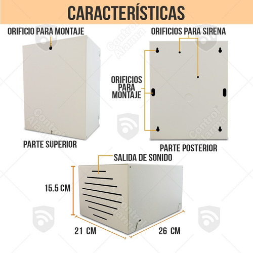 Imagen 7 de 7 de Kit Sirena 2 Tonos 30w Tipo Banco Exterior Caja Metalica Proteccion Gabinete Resguardo Alerta Seguridad Vecinal Casa