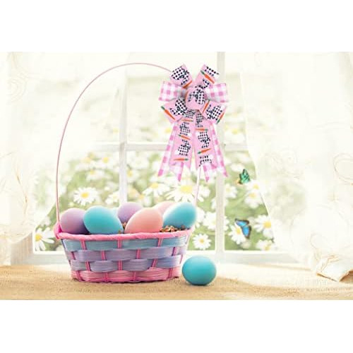 2 Piezas De Lazos De Pascua Coronas, Lazos Rosados Y Bl...