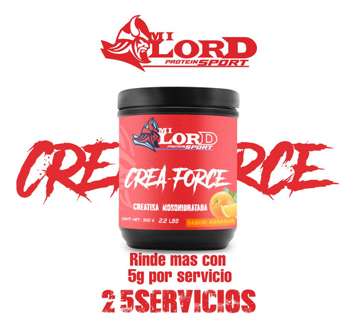 Creatina Monohidratada 500g My Lord En Polvo Varios Sabores Naranja