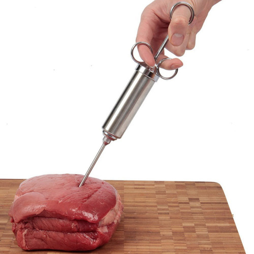 Imagen 3 de 8 de Jeringa De Acero Con 6 Agujas Y Accesorios De Cocina Para Carne Pollo Pernil