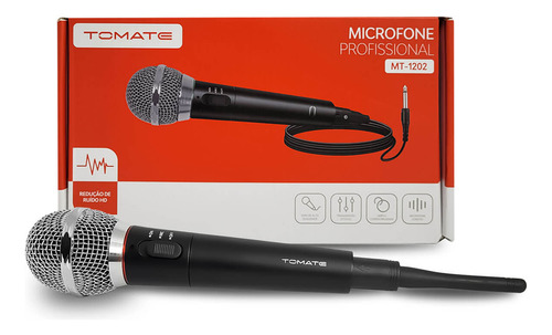 Microfone Profissional Sem Fio E Com Fio 2 Em 1