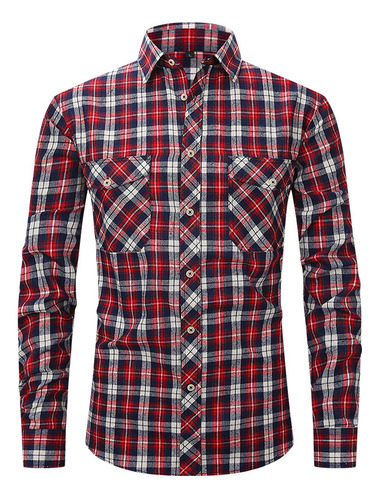 Camisa A Cuadros Para Hombre, Holgada, De Manga Larga Para J