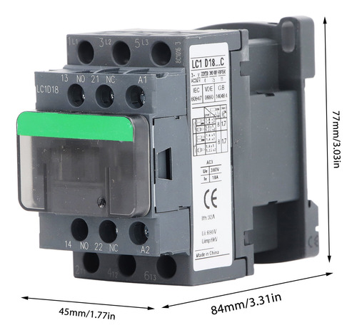 Contactor Eléctrico De Corriente Alterna Industrial Lc1d18 3