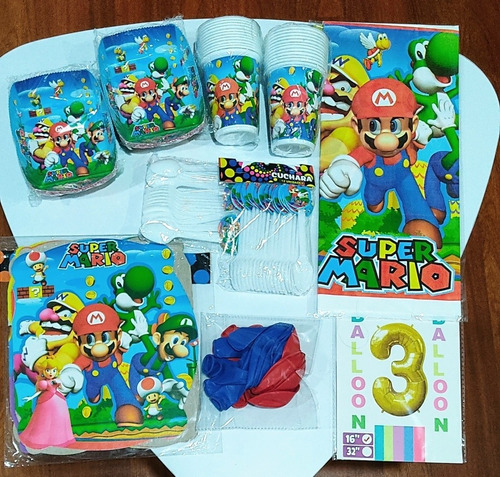 Kit Decoración Mario Bros Para 24 Personas. 