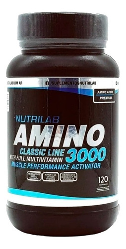 Amino 3000 Nutrilab Aminoacidos C Arginina Glutamina X120