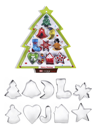 Juego De 10 Moldes Para Hornear Galletas De La Serie Christm