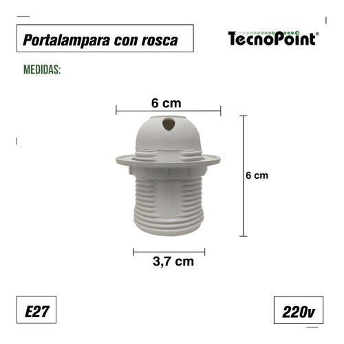 Imagen 2 de 9 de Portalámpara Plástico E27 Con Rosca Exterior Aro Pack X 10