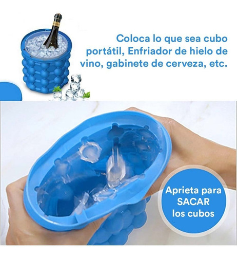 Mini Hielera De Silicona Para Cubos De Hielo Enfriador Color Azul