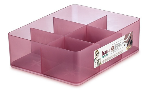 Bandeja Caixa Organizadora P Com Divisórias Rosa Hana Ordene Organizador Porta Jóias Anéis Brincos Armário Closet Gaveta