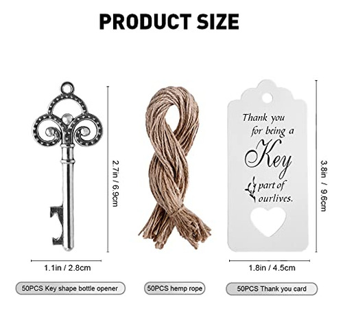 Abnaok 50pcs Wedding Favors/ Party Favors Key Bottle Opener,