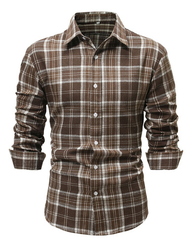 V Nueva Camisa Casual A Cuadros Para Hombre, Holgada, Larga,