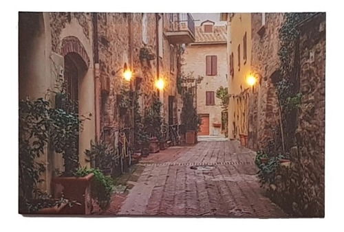 Cuadro Con Luces Led - Calle Medieval - Importado 40 X 60 Cm