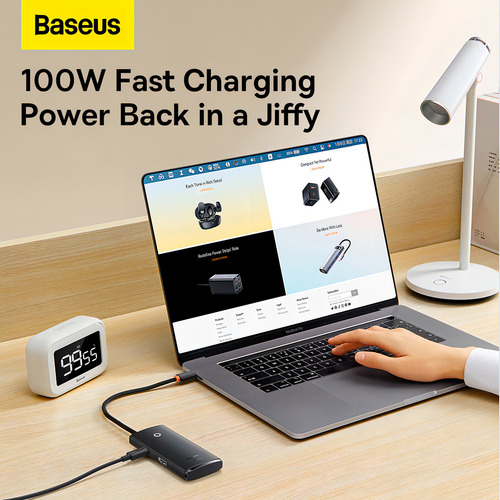 Adaptador de hub Baseus de 5 puertos tipo C/HDMI+USB3.0*3+PD de 100 W