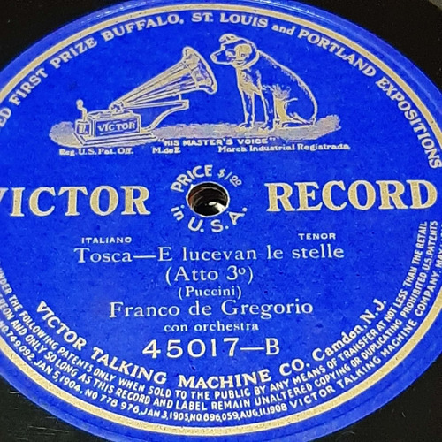 Pasta Franco De Gregorio Maria Bronzoni Victor Record C340