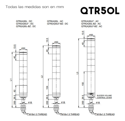 Columna De Led 24v Ambar Qlight Qtr50lf-1-24-a