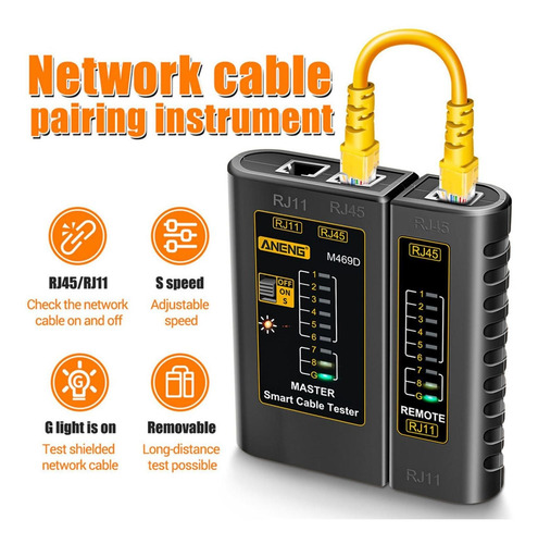 Probador De Cable De Red Cat5 Cat5e Cat6 Utp Ethernet Negro