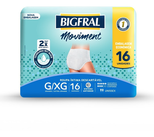 Imagem 2 de 5 de Kit Roupa Int Bigfral Moviment G/xg 64u+ Grátis Necessaire