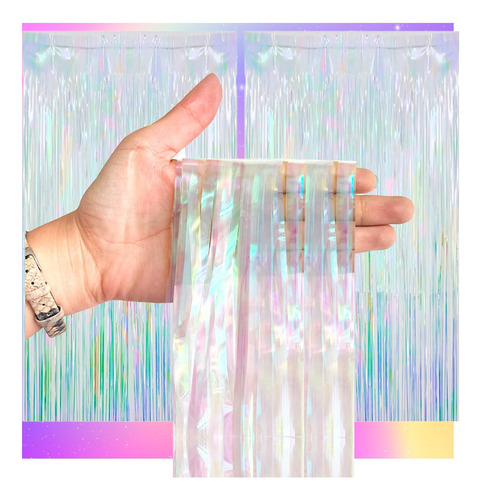 Mox 2 Cortinas Papel Tornasol Iridiscente Fiesta Unicornio