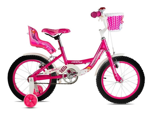 Bicicleta Top Mega Vickfly  Rodado 12 Rosa Cub.neg Rueditas