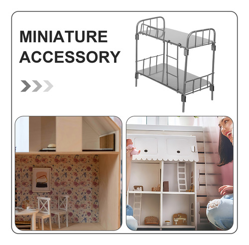 Cuna De Bebé: Litera De Metal Con Escalera 1/12 Muebles Retr
