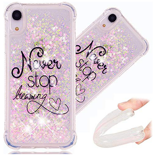 Cotdinforca iPhone XR Case, 3d Cute Painted Glitter Liquid