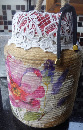 Imagen 1 de 10 de Tarro Decorativo Y Para Guardado- Artesanal
