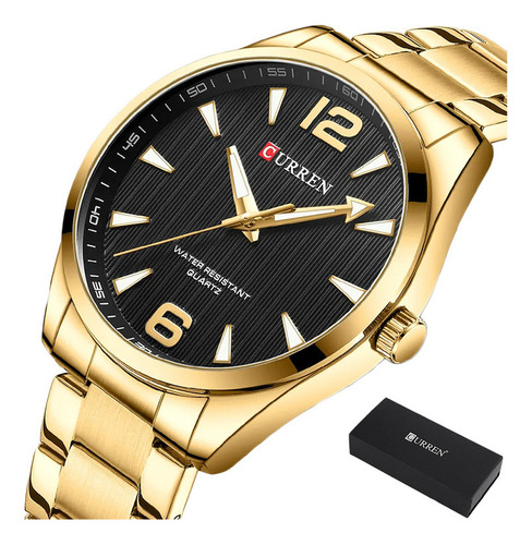 Relojes De Pulsera De Cuarzo Luminosos Simples Para Hombre C Color Del Fondo Dorado/negro