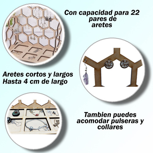 Exhibidor Aretes Tipo Panal De 22 Espacios Mdf 3mm
