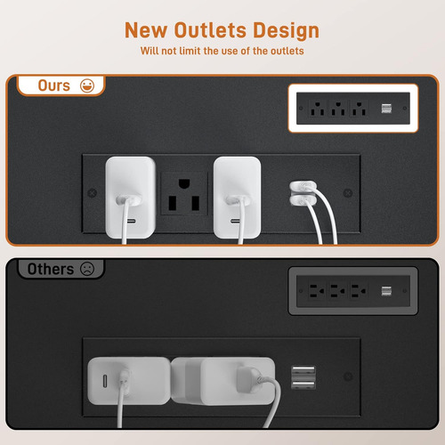Mesita De Noche Alta Con Estación De Carga Y Puertos Usb, Me