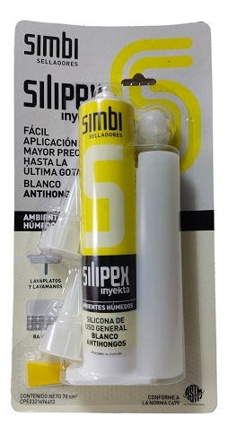 Sellador Silicona Blanco 70ml Inyectadora Antihongos Silipex